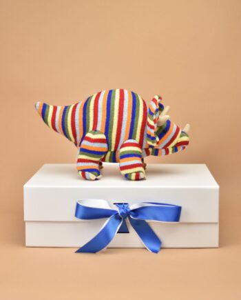 Striped Knitted Triceratops Dinosaur