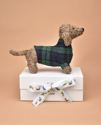 Knitted Tartan Sausage Dog