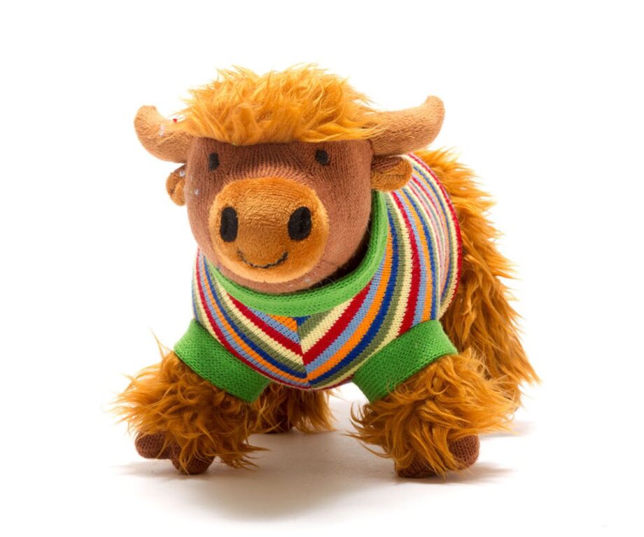 Highland Cow in Striped jumper